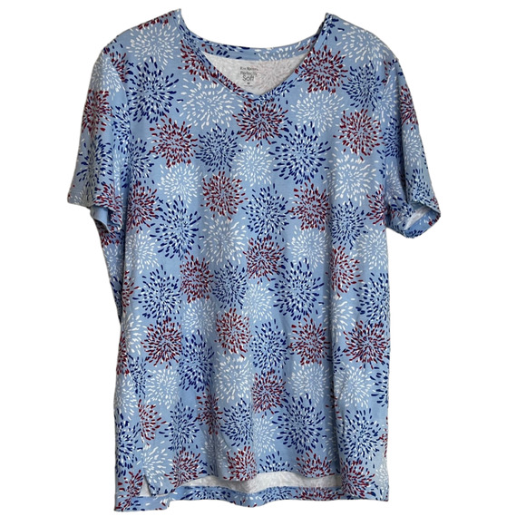 Kim Rogers Perfectly Soft Womens Tee Size Medium Blue Fireworks Patriotic - Picture 1 of 4